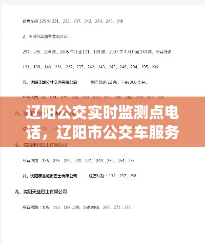 辽阳公交实时监测点电话，辽阳市公交车服务电话号码 