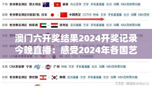 澳门六开奖结果2024开奖记录今晚直播：感受2024年各国艺术家的别样创意与展示