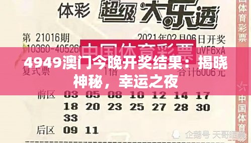 4949澳门今晚开奖结果：揭晓神秘，幸运之夜