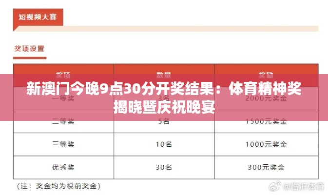 新澳门今晚9点30分开奖结果：体育精神奖揭晓暨庆祝晚宴