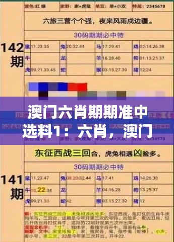 澳门六肖期期准中选料1：六肖，澳门文化的瑰宝
