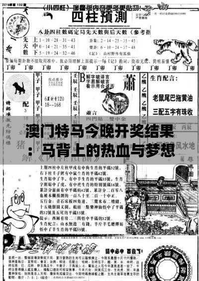 澳门特马今晚开奖结果：马背上的热血与梦想