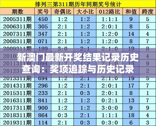 新澳门最新开奖结果记录历史查询：奖项追踪与历史记录