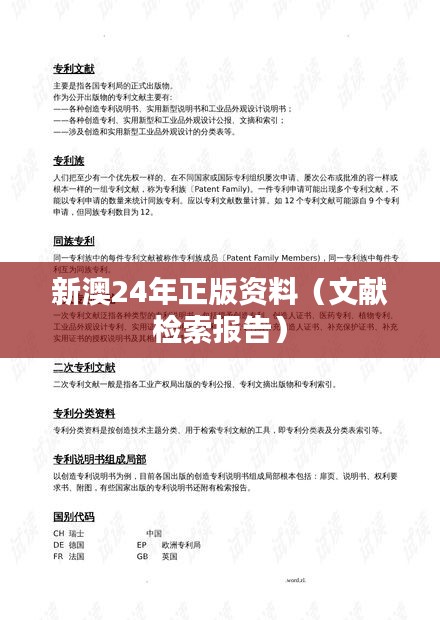新澳24年正版资料（文献检索报告）