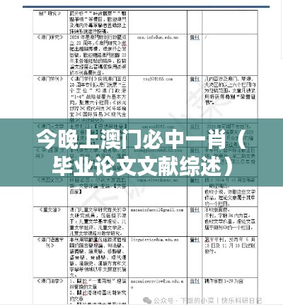 今晚上澳门必中一肖（毕业论文文献综述）