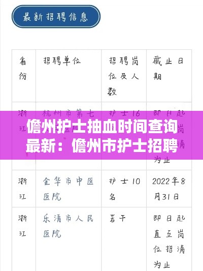 儋州护士抽血时间查询最新：儋州市护士招聘最新信息 