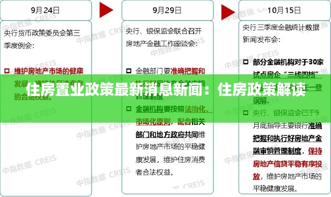 住房置业政策最新消息新闻：住房政策解读 
