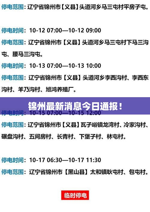 锦州最新消息今日通报！