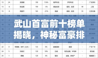 武山首富前十榜单揭晓，神秘富豪排名大揭秘！