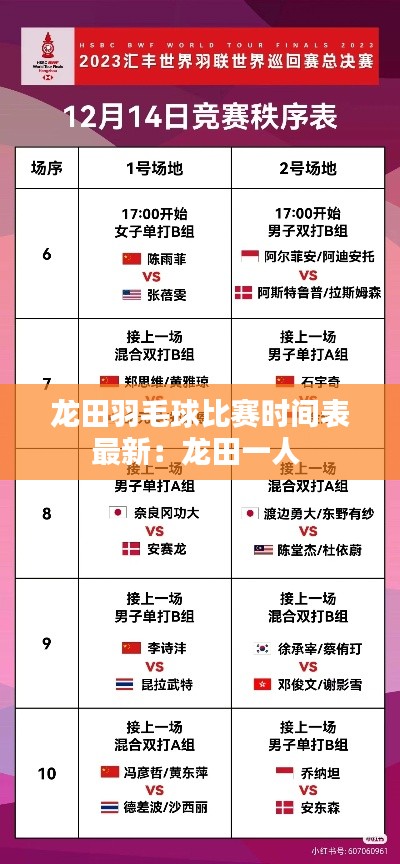 龙田羽毛球比赛时间表最新：龙田一人 