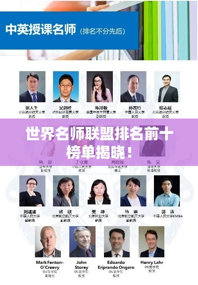 世界名师联盟排名前十榜单揭晓！