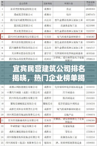 宜宾民营建筑公司排名揭晓，热门企业榜单揭秘！