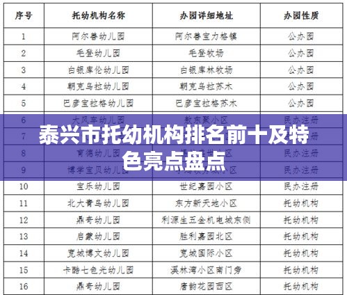 泰兴市托幼机构排名前十及特色亮点盘点