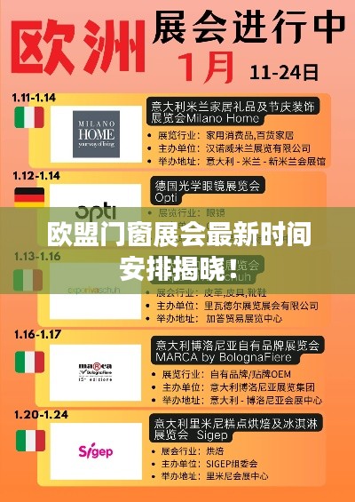 欧盟门窗展会最新时间安排揭晓！