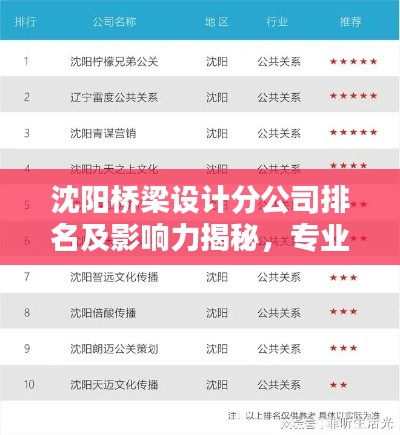 沈阳桥梁设计分公司排名及影响力揭秘，专业实力铸就行业地位！