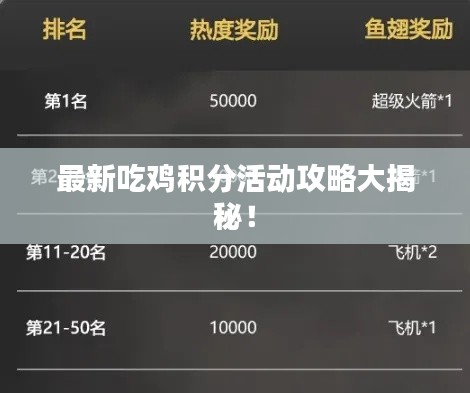 最新吃鸡积分活动攻略大揭秘！