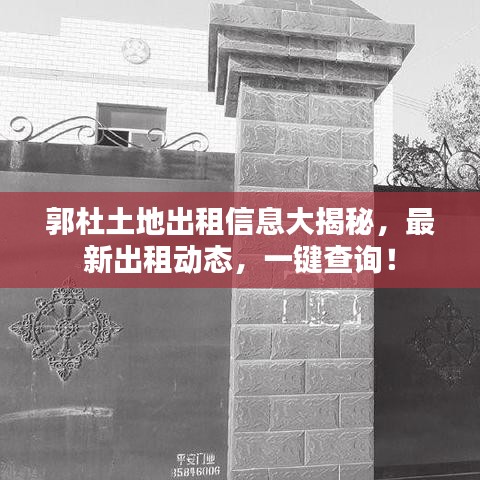 郭杜土地出租信息大揭秘，最新出租动态，一键查询！