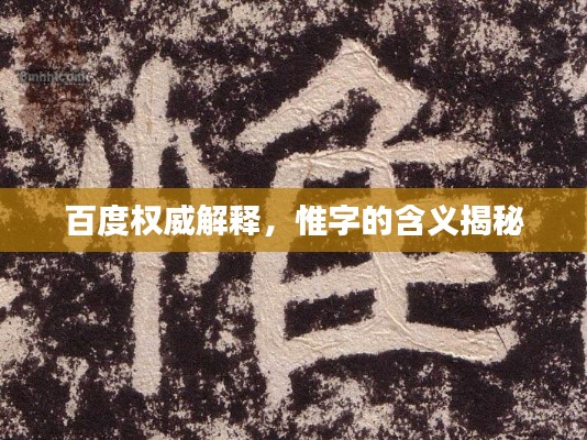百度权威解释，惟字的含义揭秘