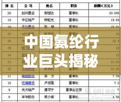中国氨纶行业巨头揭秘，前十名公司排名榜单！