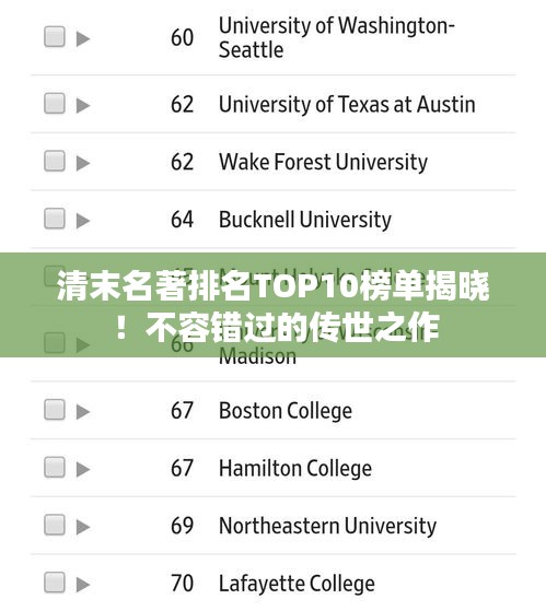 清末名著排名TOP10榜单揭晓！不容错过的传世之作