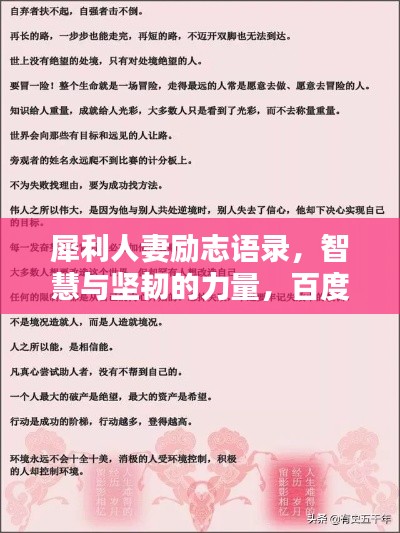 犀利人妻励志语录，智慧与坚韧的力量，百度收录标准标题