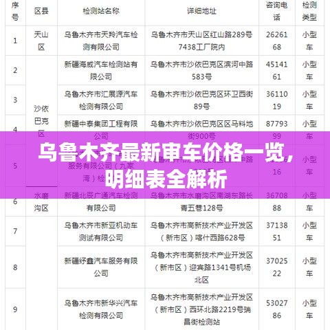 乌鲁木齐最新审车价格一览，明细表全解析