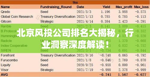 北京风投公司排名大揭秘，行业洞察深度解读！