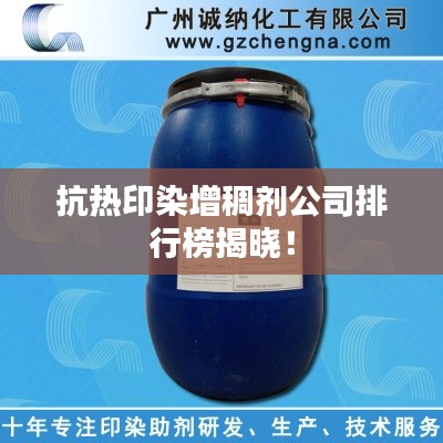 抗热印染增稠剂公司排行榜揭晓！