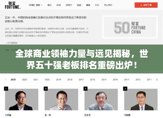 全球商业领袖力量与远见揭秘，世界五十强老板排名重磅出炉！