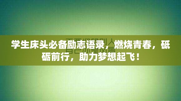 学生床头必备励志语录，燃烧青春，砥砺前行，助力梦想起飞！
