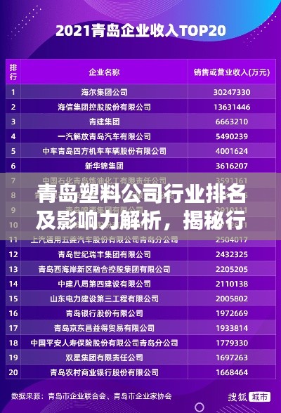青岛塑料公司行业排名及影响力解析，揭秘行业巨头榜单