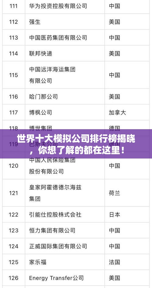 世界十大模拟公司排行榜揭晓，你想了解的都在这里！