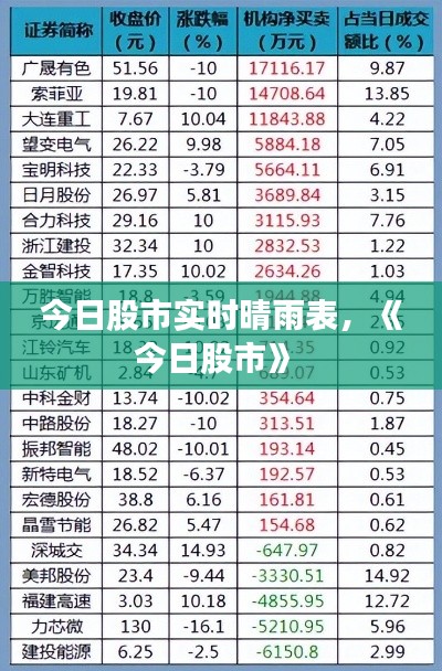 今日股市实时晴雨表，《今日股市》 