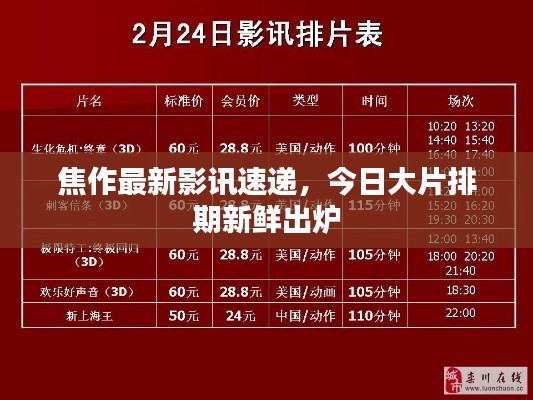 焦作最新影讯速递，今日大片排期新鲜出炉