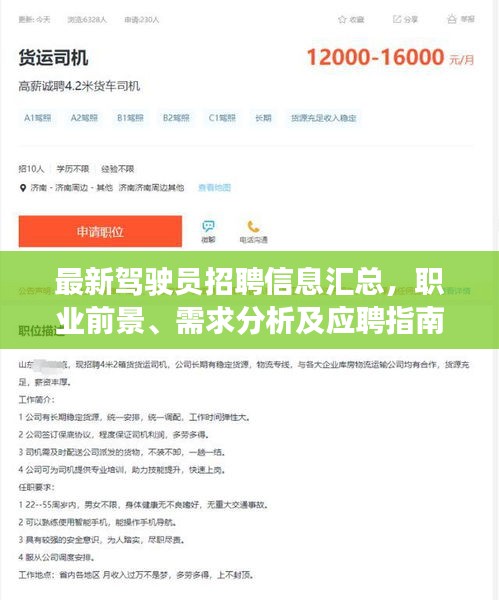 最新驾驶员招聘信息汇总，职业前景、需求分析及应聘指南一网打尽