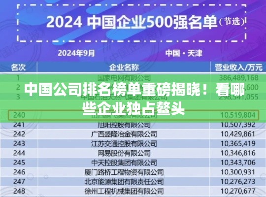 中国公司排名榜单重磅揭晓！看哪些企业独占鳌头