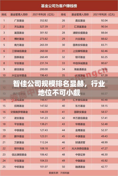 智佳公司规模排名显赫，行业地位不可小觑